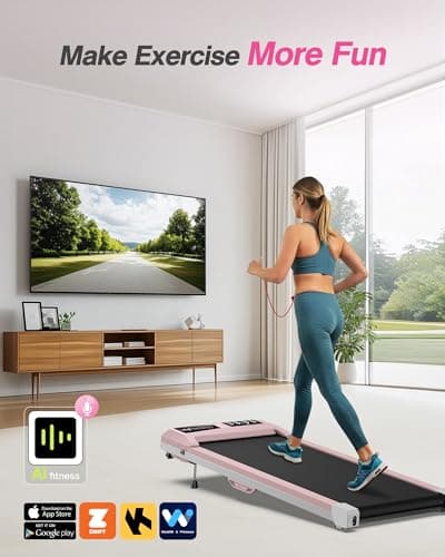 WELLFIT Walking Pad 330lb Capacity, 2.5HP Smart Under Desk Treadmill Work with KINOMAP Apple Health, 10% Incline Treadmill for Home Office Apartment, Lightweigh and Easy to Store 3