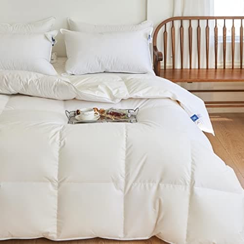 Royal Elite Feather Down Comforter Queen Size-Made in Canada-Oeko Tex 240TC Cotton Shell-Canadian Feather&Down Duvet Insert All Season-Hotel Down Duvet Insert-Cotton Duvet with Loops 8