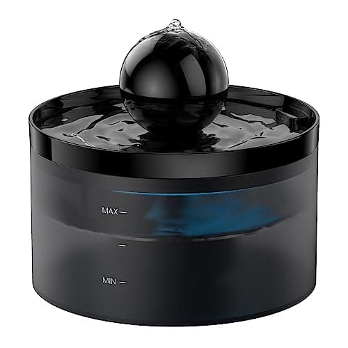 Cat Water Fountain: 67oz/2L Cat Fountain with Ball - Super Quiet Pet Water Fountain - Cat Fountain with Filter for Keeping Water Purified - Built-in Led Light Attracting Cats to Drink Water GOOSTOO