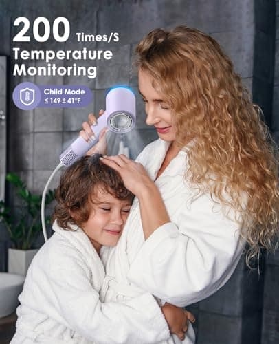 OSOU Diffuser Hair Dryer, High Speed Fast Drying Hair Dryers, Negative Ionic Professional Blow Dryer with 110000 RPM Brushless Motor, Lightweight Low Noise Thermo-Control Hairdryer, Travel with Nozzle 6