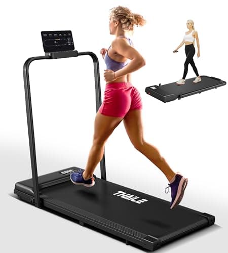 THAILE Walking Pad Treadmill with Handle Bar, 3 in 1 Folding Walking Pad, PortableTreadmill for Home Office with 330lbs Capacity, Bluetooth, App and Remote Control, 4/6mph