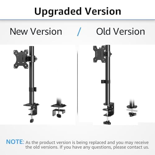 MOUNTUP Single Monitor Mount, Adjustable Monitor Stand for Max 32 Inch Flat Curved Computer Screen, Monitors Arm Desk Mount Fit VESA 75x75& 100x100, up to 17.6lbs, with C-Clamp and Grommet Base, Black 9