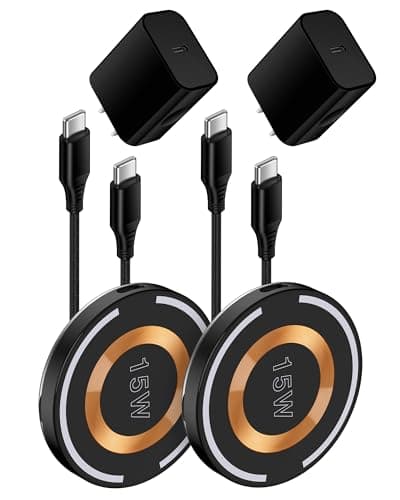 2Pack AILKIN QI Magsafe Wireless Phone Charger for Samsung Galaxy S25 S24 S23 S22 S21 Ultra, Magnetic Fast Wireless Charging Pad for Google Pixel 9 Pro XL 8 7a, iPhone 16 15 with PD20W Charger Adapter
