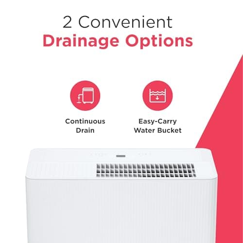 Frigidaire 50-Pint Portable Dehumidifier with Wi-Fi and Energy Star Certification for Medium/Large Rooms & Basements, Custom Humidity Control, Auto Shut Off, White 9
