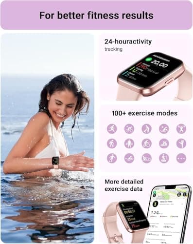 Tensky Smart Watch for Women Android & iPhone, Alexa Built-in, 1.8" Touch Screen Fitness Tracker with Answer/Make Calls, 3ATM Waterproof Heart Rate/Sleep/SpO2 Monitor, Pedometer, 100+ Sport Modes 5