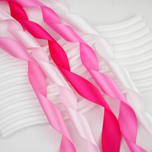 MAYREEL 1 Inch Pink Satin Ribbon Baby Pink Ribbon for Gift Wrapping Crafts Wedding Bridal Shower Valentine's Day Decorations 5 Rolls Assortment 10 Yards Each Color Total 50 Yards 5