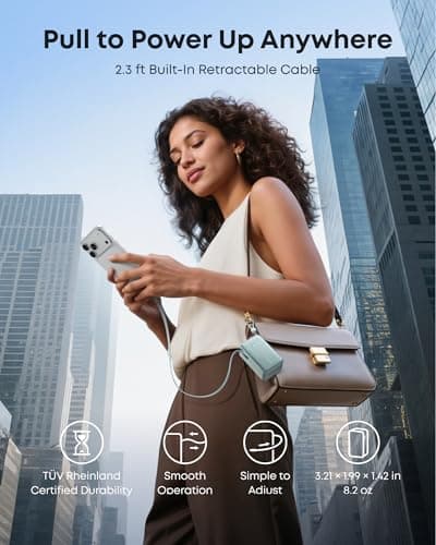 Anker Nano Portable Charger, 45W 10000mAh with 2.3 ft Retractable Cable, Compact Power Bank, Travel Essential Phone Battery Pack for iPhone 17/16 Series, iPad, Galaxy, Pixel, and More 5