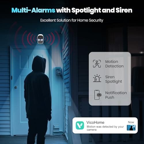 Techage Security Cameras Wireless Outdoor, 2K Battery Powered Cameras for Home Security with AI Motion Detection, 2.4G WiFi, Color Night Vision, 2-Way Talk, IP66 Waterproof, Cloud/SD Storage 2 Pack 5