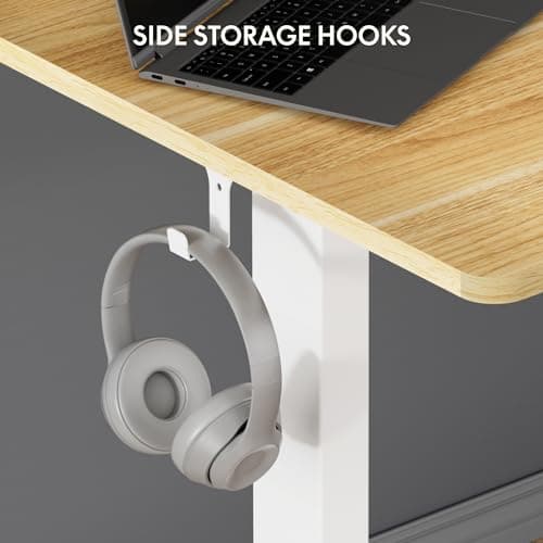 FLEXISPOT EN1 One-Piece Standing Desk 40 x 24 Inches Height Adjustable Desk Electric Sit Stand Up Desk Home Office Desks Computer Workstation (White Frame + Maple Desktop) 5