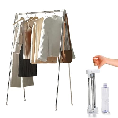 Heekaby Travel Garment Rack, Stainless Steel Portable Clothes Rack Collapsible, Folding Clothes Rack for Indoor & Outdoor, Portable Clothes Airer for Travel