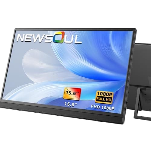 Newsoul 15.6-Inch Portable Monitor, FHD 1080P, Ultra-Slim and Lightweight, Self-Standing Design, VESA-Compatible, IPS Screen, USB-C/Mini HDMI Ports, Perfect for Gaming and Office Use