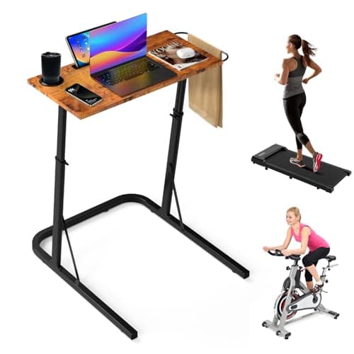 HOMELYM Treadmill Desk Small Adjustable Height Standing Desk for Walking Pad, Trainer Stand Table for Indoor Bike, 32/47 Inch Portable Bar for Treadmill Walking Pad Spin Bike Exercise Equipment