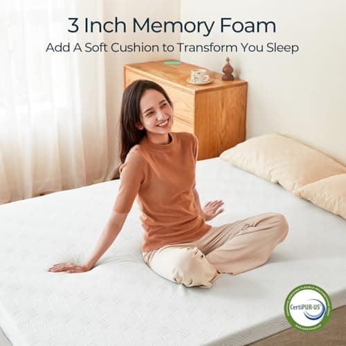 LINSY 3 Inch Twin XL Size Mattress Topper, Gel Memory Foam Bed Topper XLong Twin with Removable Cover, Adjustable Straps & Non-Slip Bottom for Enhanced Support 6