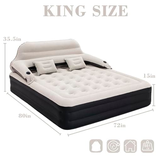 RAPTAVIS King Size Air Mattress Inflatable Bed with Pump and Headboard, Blow Up Mattress 5