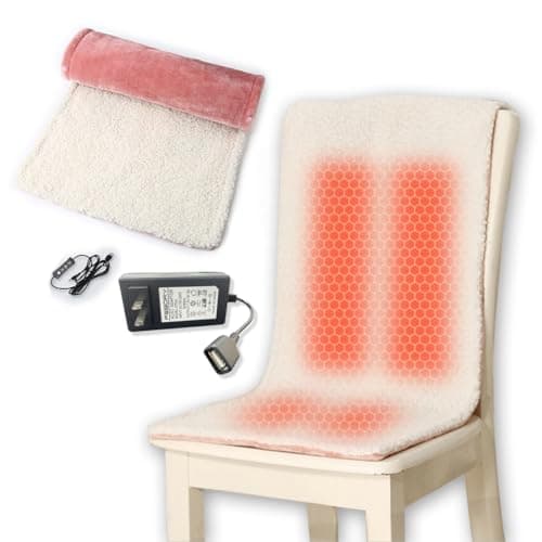 Heated Pad for Office Chair, USB Heated Seat Cushion, 5 Timer Setting & 5 Temperature Settings, Fast Heat Machine Washable Heating Pad for Back Neck Shoulder Pain Relief, 39x15in
