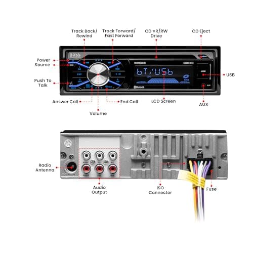 BOSS Audio Systems 508UAB Car Stereo - Single Din, Bluetooth, CD Player, AM/FM Radio Receiver, Aux-in, USB, Built-in Microphone 5