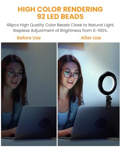 Video Conference Lighting Kit, Ring Light Clip on Laptop Monitor, 6" Dimmable LED Circle Selfie Light for Zoom Meeting/Remote Working/Zoom Calls/Live Streaming/Video Recording 7