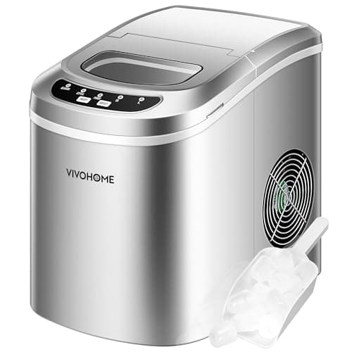 VIVOHOME Electric Portable Compact Countertop Automatic Ice Cube Maker Machine with Hand Scoop and Self Cleaning Function 26lbs/Day Silver