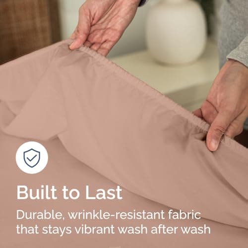 Full Fitted Bed Sheet - Bottom Single Fitted Sheet Only - Ultra-Soft Hotel Luxury Bedding w/ 8-16 Inch Deep Pockets - Breathable, Cooling & Wrinkle Free - Easy-Care, Fade & Shrink Resistant - Mauve 6