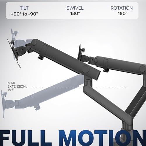 VIVO Premium Aluminum Full Motion Dual Monitor Desk Mount Stand with Lift Engine Arm, Fits Ultrawide Screens up to 35 inches, STAND-V102BB 9