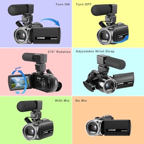 Video Camera Camcorder FHD 1080P 36MP Vlogging Camera for Youtube Video Recorder 3.0" 270 Degree Rotation Screen Video Cameras for Filming with Microphone,32GB SD Card and 2 Batteries 5