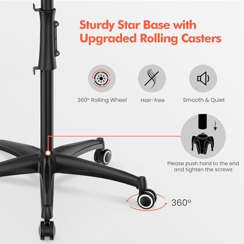 TASALON Ionic Hooded Hair Dryer, Gray - Professional Bonnet Hair Dryer for Home and Salon with 3 Temperature Settings, Portable, Lightweight, Adjustable Height and Wheels, 1000W, 120V AC, 60 Min Timer 5