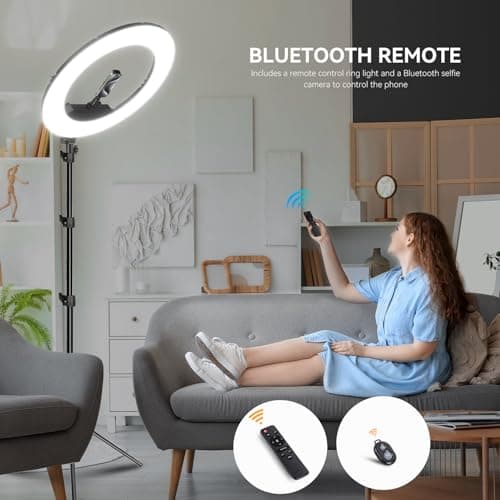 18 Inch Ring Light Kit, 55W6700k Dimmable LED Light, Tripod Stand, Remote Controller,Box,CRI95,Black 6