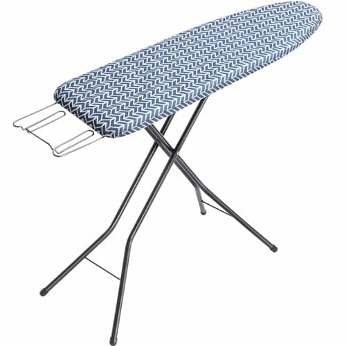 APEXCHASER Ironing Board Full Size, Iron Board with Ironrest, Lightweight Iron Table Stand Adjustable Height, Foldable Iron and Ironing Boards Set with Thick Padding, Sturdy Metal Legs, Blue 43x13