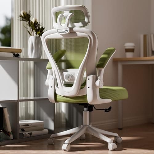 SeekFancy Ergonomic Office Chair M903, Computer Desk Chair with Wheels, High Back Mesh Office Chair with Adjustable Lumbar Support, Headrest, Flip-Up Armrests, Green
