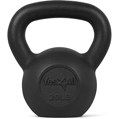 Yes4All Solid Cast Iron Kettlebell Weights Set – Great for Full Body Workout and Strength Training – Kettlebell 20 lbs (Black)