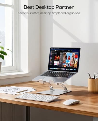 Nulaxy Ergonomic Adjustable Laptop Stand for Desk, Dual Foldable Computer Riser with Advanced Heat-Vent, Heavy-Duty Portable Notebook Holder for Posture Correction, Compatible with Mac 10-17" Laptops 8