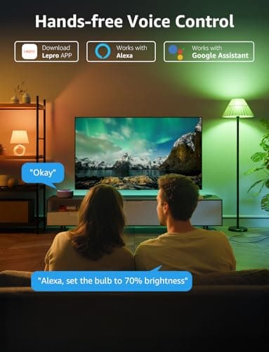 Lepro B1 AI Smart Light Bulbs - WiFi & Bluetooth RGBWW Color Changing LED Bulb Works with Alexa & Google Assistant, Personalized Al Lighting Designer, AI Voice Control, Music Sync, 2.4GHz Only, 2 Pack 5