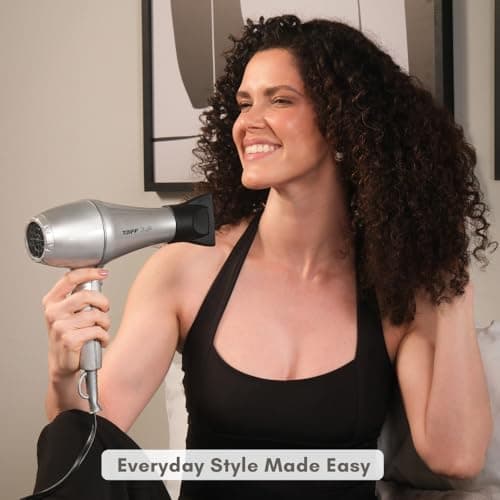 Taiff Style IonSense Professional Hair Dryer | 1875W Ionic Ceramic Blow Dryer with Diffuser | Lightweight Travel Friendly | Dual Voltage - Fast Drying | Silver 7