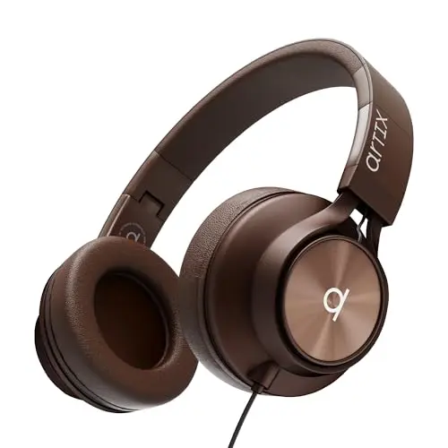 ARTIX Over Ear Headphones Wired with Microphone and Volume Control, Foldable Noise Isolating Headset with Deep Bass for School, Laptop, Computer, Chromebook, Tablet, Travel (3.5mm Jack)
