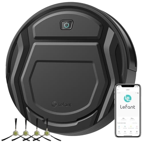 Lefant M210 Robot Vacuum Cleaner, 120-Min Runtime, Compact Design, Powerful Suction, Low Noise, Wi-Fi/App/Voice Control, Self-Charging, Scheduled Cleaning, Ideal for Pet Hair and Hard Floors, Black