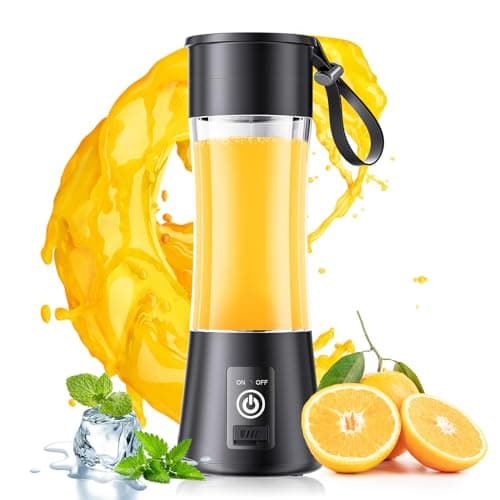 Cordless Portable Personal Size Blender - USB Rechargeable Blender for Smoothies and Shakes, 6 Blades with 380Ml BPA Free Juice Cup, Freshly Squeezed for Picnic/Sprots