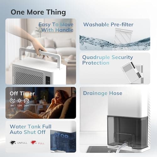 1200 sq.ft Rotary Dehumidifier AEOCKY 10 Pint Dehumidifier for Bedroom with Drain Hose,Never Frost,Ultra Quiet Small Portable Desiccant Dehumidifiers for Basement, Home, Bathroom, RV 6