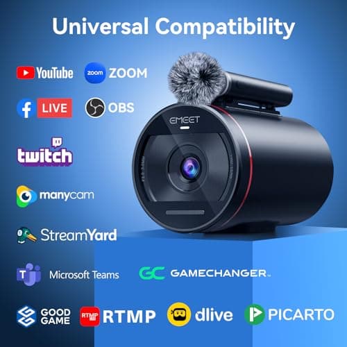 EMEET Streamcam One (Gen 2), Wireless Live Streaming Camera, 1080P HD Webcam, Detachable Mic & 2 Built-in Noise Reduction Mics, Multi-cam Support, 8 Hrs 8