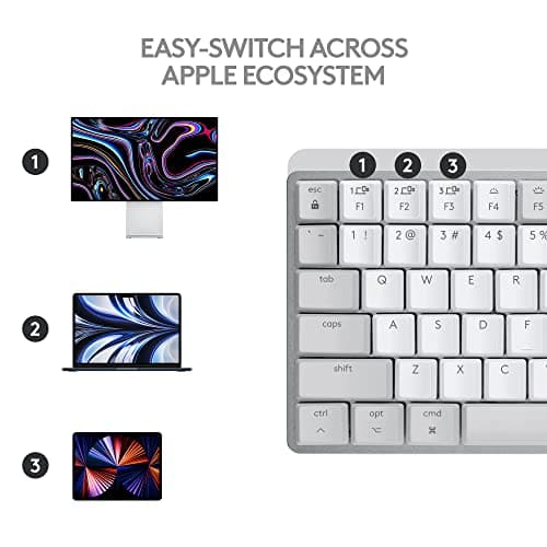 Logitech MX Mechanical Mini for Mac Wireless Illuminated Keyboard, Low-Profile Performance Switches, Tactile Quiet Keys, Backlit, Bluetooth, USB-C, Apple, iPad - Pale Grey 9