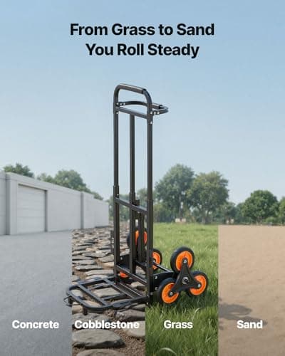 VEVOR Stair Climbing Dolly 460 lbs, Heavy-Duty Folding Trolley Cart for Stairs with Telescoping Handle, 6 Wheels & 2 Ropes, Stair Climber Dolly for Home, Groceries, Warehouse 6