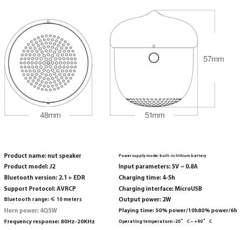 HaoYiShang Small Wireless Bluetooth Speaker, Portable Mini Speaker Waterproof Cute Wooden Nut Shape Unique Tiny Outdoor Speaker for iPhone Backpack Travel 7