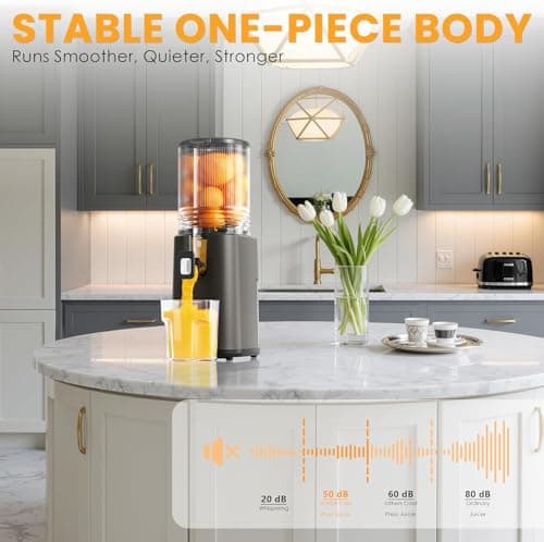 Cold Press Juicer, 5.5inch Wide Feed Chute Juicer Machine, Slow Masticating Juicer for Whole Vegetables & Fruits, Black 9