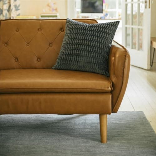 Novogratz Tallulah Memory Foam Futon, Convertible Couch, Camel Faux Leather 5