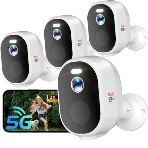 Rraycom 4PC 2.4G/5GHz WiFi Security Cameras Wireless Outdoor - 2K Battery Powered Camera for Home Security,Color Night Vision, AI Motion Detection,2-Way Talk,Waterproof,Works w/Alexa,Cloud/SD Storage