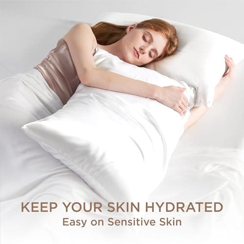 Bedsure 100% Pure Mulberry Silk Pillowcase for Hair and Skin, White Silk Pillow Case with Hidden Zipper, Cooling Pillow Cases Gifts for Women,1pc,Standard Size,20x26 Inches 5