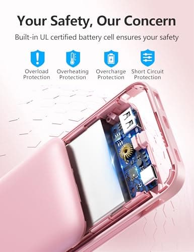 Metecsmart Portable Charger Power Bank with Built-in Cable & AC Plug, 10000mAh Fast USB-C Charger, Slim Mini Battery for iPhone 16/15/14/13/Pro/Max & All USB-C Devices 6