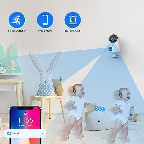 JOOAN Dual 3MP PTZ Security Camera, Dual Indoor Cameras,5G Dual-Band Pet Camera with Color&IR Night Vision,Auto Tracking,Sound Alert, Cloud&SD Card Storage,2-Way Audio,One Touch Call 5
