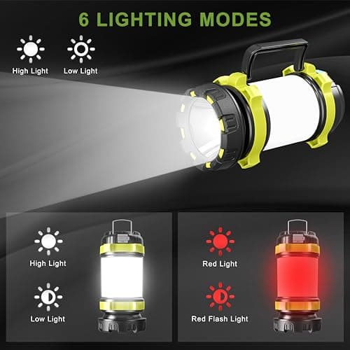 Camping Lantern Rechargeable, Alpswolf Led Lantern Camping Flashlight with 4000 Capacity, 6 Modes, IPX4 Waterproof, Portable Rechargeable Lanterns for Power Outage, Hiking Hurricane Outdoor 5
