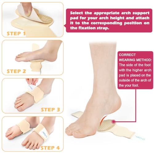 DR. POTTER+ Arch Support Sleeves for Plantar Fasciitis Relief, Adjustable Compression Bands with Removable Arch Support Pads for Fallen Arches, High Arch, Flat Feet, Feet Pain Relief - Beige 5