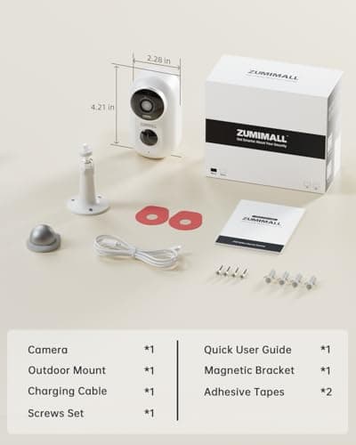 ZUMIMALL Security Cameras Wireless Outdoor with Magnetic Mount, 2K Outdoor Camera Wireless, 2.4G WiFi Battery Cameras for Home Security Indoor,3MP Color Night Vision/130° View/2-Way Talk/SD/Alexa 8